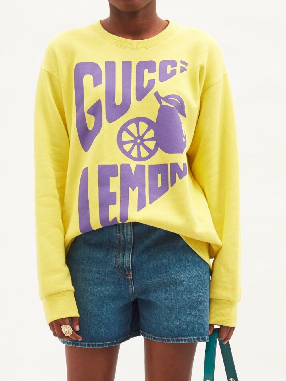 Gucci "Lime Yellow" Lemon-Print Cotton Jersey Sweatshirt